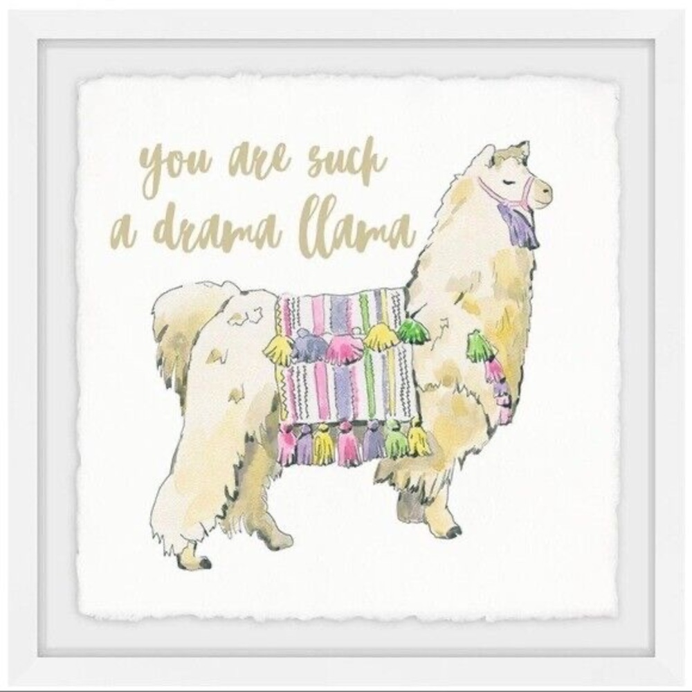 Drama Llama watercolour painting artwork framed print Marmont Hill wall art